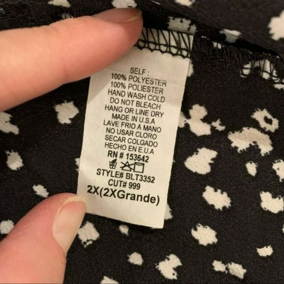 Blue leopard black and white animal print baby doll low neck short sleeve blouse - Picture 5 of 6